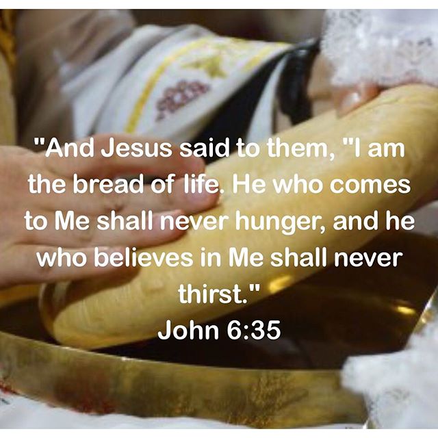 "And Jesus said to them, "I am the bread of life. He who comes to Me shall never hunger, and he who believes in Me shall never thirst."
John 6:35
.
"When we approach that divine, heavenly blessing and ascend to the holy communion with Christ, by that only do we vanquish Satan’s deception and as we become partakers of the divine nature (2 Pet 1:4) we rise to life and incorruption."
Saint Cyril the Great 
#breadoflife #HolyCommunion #coptic #orthodox #dailyreadings #ChristisRisen