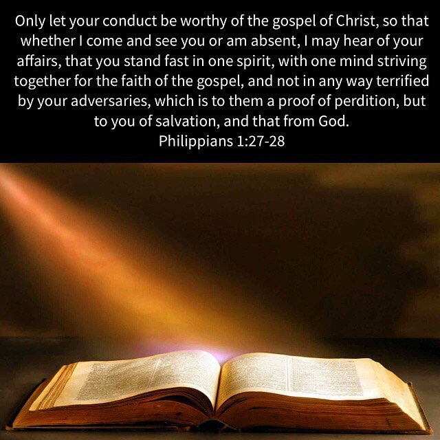 “Only let your conduct be worthy of the gospel of Christ, so that whether I come and see you or am absent, I may hear of your affairs, that you stand fast in one spirit, with one mind striving together for the faith of the gospel, and not in any way terrified by your adversaries, which is to them a proof of perdition, but to you of salvation, and that from God. For to you it has been granted on behalf of Christ, not only to believe in Him, but also to suffer for His sake, having the same conflict which you saw in me and now hear is in me.”
-Philippians‬ ‭1:27-30‬
.
"He says well “terrified”, as that is what our enemies intend to do, to terrify us. 
He says that there is nothing to terrify us, whatever are their plans; That is the portion of those who walk upright, Their enemy can 
do nothing more than to try to terrify them. When they realize that, with all their planning, they cannot terrify you, they 
would count it as a proof of their perdition. When the persecutors could not overcome those they persecute; the 
planners could not overcome those against whom they plan; and those of authority could not overcome those under their authority; Is it not 
a proof enough that their perdition is close at hand? that their power is naught, and that what they did are vain and weak? ... The 
apostle says that all this is from God."
-St. John Chrysostom
.
.
.
#Coptic #CopticOrthodox #Gospel #TheWordOfGod