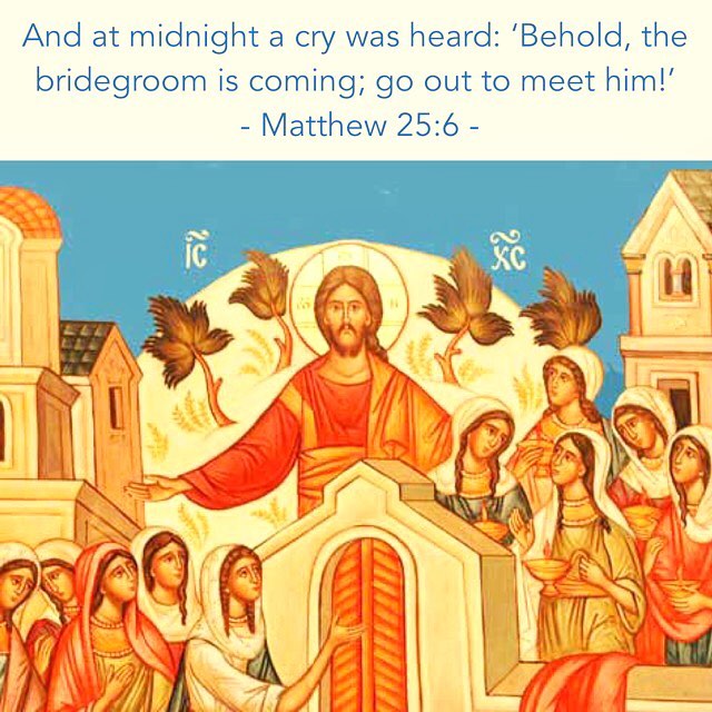 “Then the kingdom of heaven shall be likened to ten virgins who took their lamps and went out to meet the bridegroom. Now five of them were wise, and five were foolish. Those who were foolish took their lamps and took no oil with them, but the wise took oil in their vessels with their lamps. But while the bridegroom was delayed, they all slumbered and slept. “And at midnight a cry was heard: ‘Behold, the bridegroom is coming; go out to meet him!’ Then all those virgins arose and trimmed their lamps. And the foolish said to the wise, ‘Give us some of your oil, for our lamps are going out.’ But the wise answered, saying, ‘ No, lest there should not be enough for us and you; but go rather to those who sell, and buy for yourselves.’ And while they went to buy, the bridegroom came, and those who were ready went in with him to the wedding; and the door was shut. “Afterward the other virgins came also, saying, ‘Lord, Lord, open to us!’ But he answered and said, ‘Assuredly, I say to you, I do not know you.’ “Watch therefore, for you know neither the day nor the hour in which the Son of Man is coming.”
- Matthew 25:1-13
.
The five virgins symbolize all of humanity divided into five stages: infancy, childhood, youth, maturity and old age. It assigns to each time both God-fearing and foolish souls. - St. Cyril of Alexandria
.
.
.
#TheTenVirgins #FoolishVirgins #WiseVirgins #Bridegroom #CopticOrthodox #DailyReadings