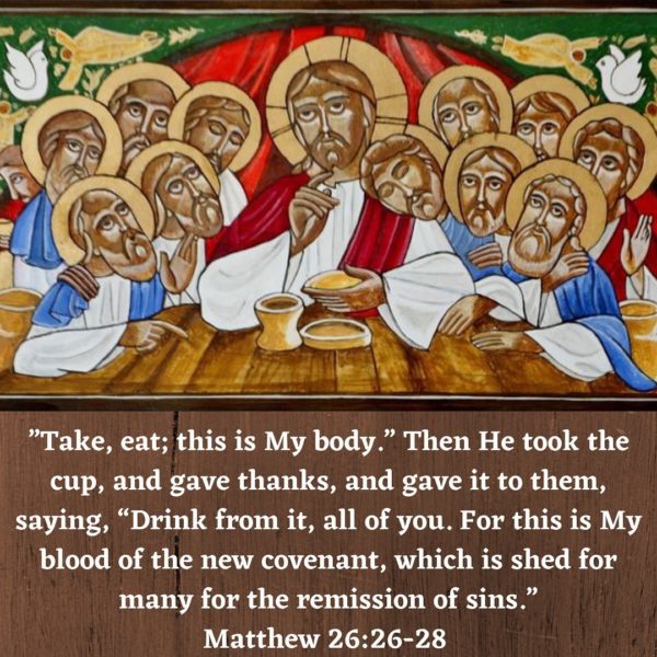 Covenant Thursday ⁣ ⁣ “At the Divine Table we should not simply see the bread and the cup which have been offered, but raising our minds on high we should, with faith, understand that on the Sacred Table lies the Lamb of God who takes away the sins of the world, Who is offered as a Sacrifice by the priests; and truly receiving His precious Body and Blood, we should believe that this is a sign of our resurrection”. – Fathers of the Nicaean Council⁣ ⁣ #coptic #orthodox #covenantthursday #eucharist #holycommunion #sacrifice #holyweek #pascha #remissionofsins #liturgy