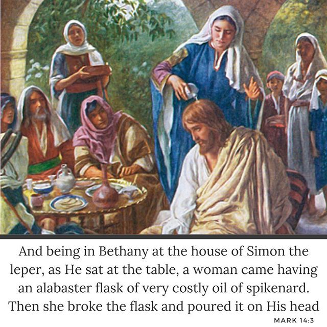 “The broken vessel was a reminder that the destruction of death precedes resurrection to life. The perfume is better released to all the world than sealed up. In baptism believers are anointed with oil by analogy to his anointing.” – St. Jerome #spikenard #anointing #fragrantoil #pascha #holyweek #dailyreadings #coptic #orthodox