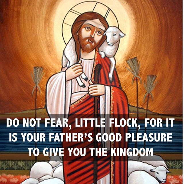 “by do not fear, he means that they must believe that certainly and without doubt their heavenly Father will give the means of life to those who love him.. He will not neglect his own.. Rather he will open his hand to them — the hand which ever fills the universe with goodness..” - St. Cyril of Alexandria #donotfear #yourFathersgoodpleasure #dailyreadings #coptic #orthodox