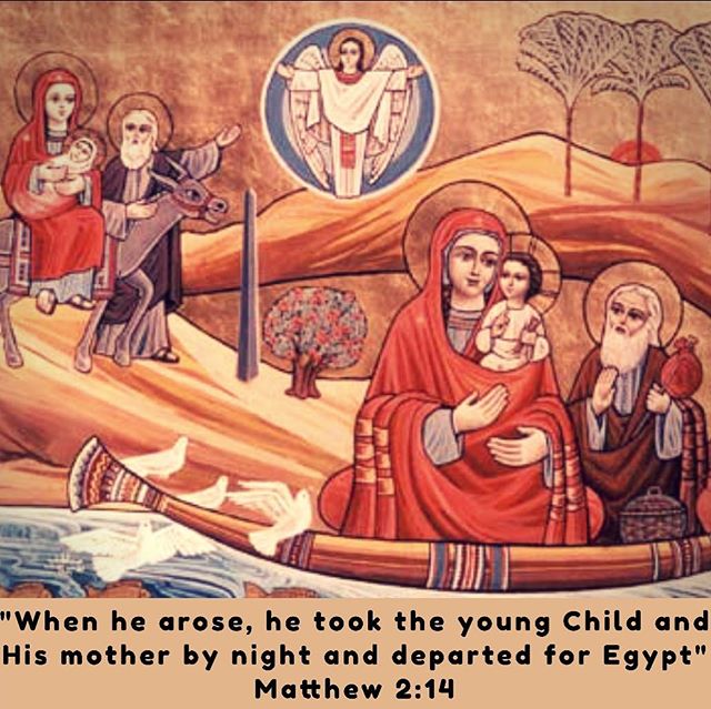 "And now, should you come unto the desert of Egypt, you will see this desert become better than any paradise, and ten thousand choirs of angels in human forms, and nations of martyrs, and companies of virgins, and all the devil's tyranny put down, while Christ's kingdom shines forth in its brightness."
St John Chrysostom 
#CommemorationofChildrenofBethlehem #OutofEgypt #IcalledMySon #BlessedbeEgypt #MyPeople #HolyFamily #dailyreadings #coptic #orthodox