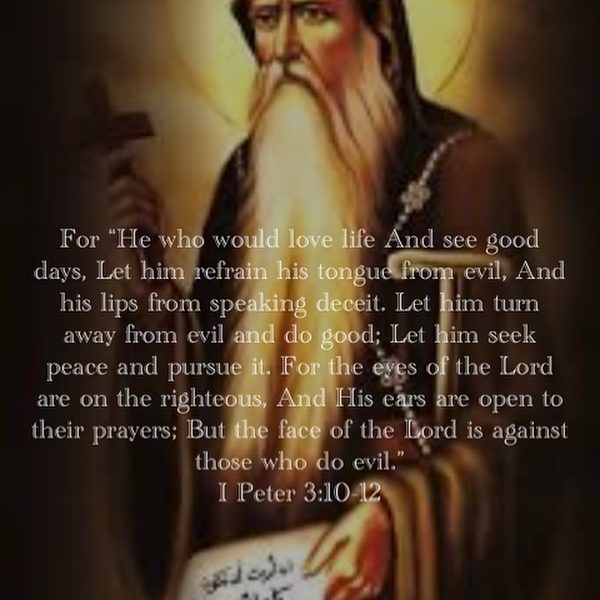 “If a man loves God with all his heart, all his thoughts, all his will, and all his strength, he will gain the fear of God; the fear will produce tears, tears will produce strength; by the perfection of this the soul will bear all kinds of fruits.” – St. Anthony the Great #stanthony#coptic#sayingsofthefathers”love#fearofgod#fruits#soul