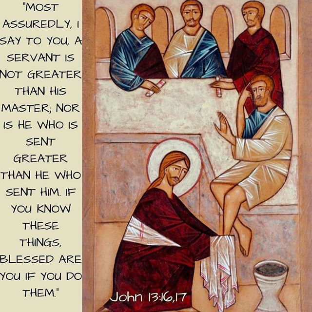 "Washing the feet is specifically performed by the Lord Jesus Christ. He is the One who washes the inner depths and forgives sins. A person who forgives those who hurt him through love and humility applies and shares one of the Lord’s greatest features. Such a person is counted as one who enjoys the new and blessed life in Jesus Christ. When the Lord says “...blessed are you”, He reveals His heavenly glory and life which we experience as we practice such acts."
Origen the Scholar 
#OurLordJesus #washesHisdisciplesfeet #forgiveoneanother #asGodforgaveus #washoneanothersfeet #Love #humility #ThursdayoftheCovenant #Liturgyofthewaters #HolyWeek #HolyPascha #dailyreadings #coptic #orthodox