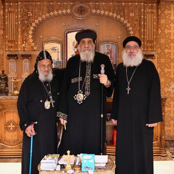 H.H. Pope Tawadros Il Receives H.G. Bishop Missael and Fr. Peter El-Sobki