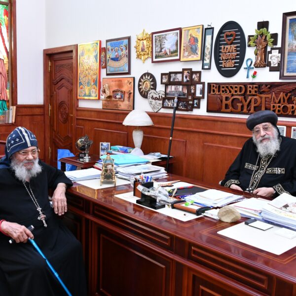 H.H. Pope Tawadros Il Receives H.G. Bishop Missael